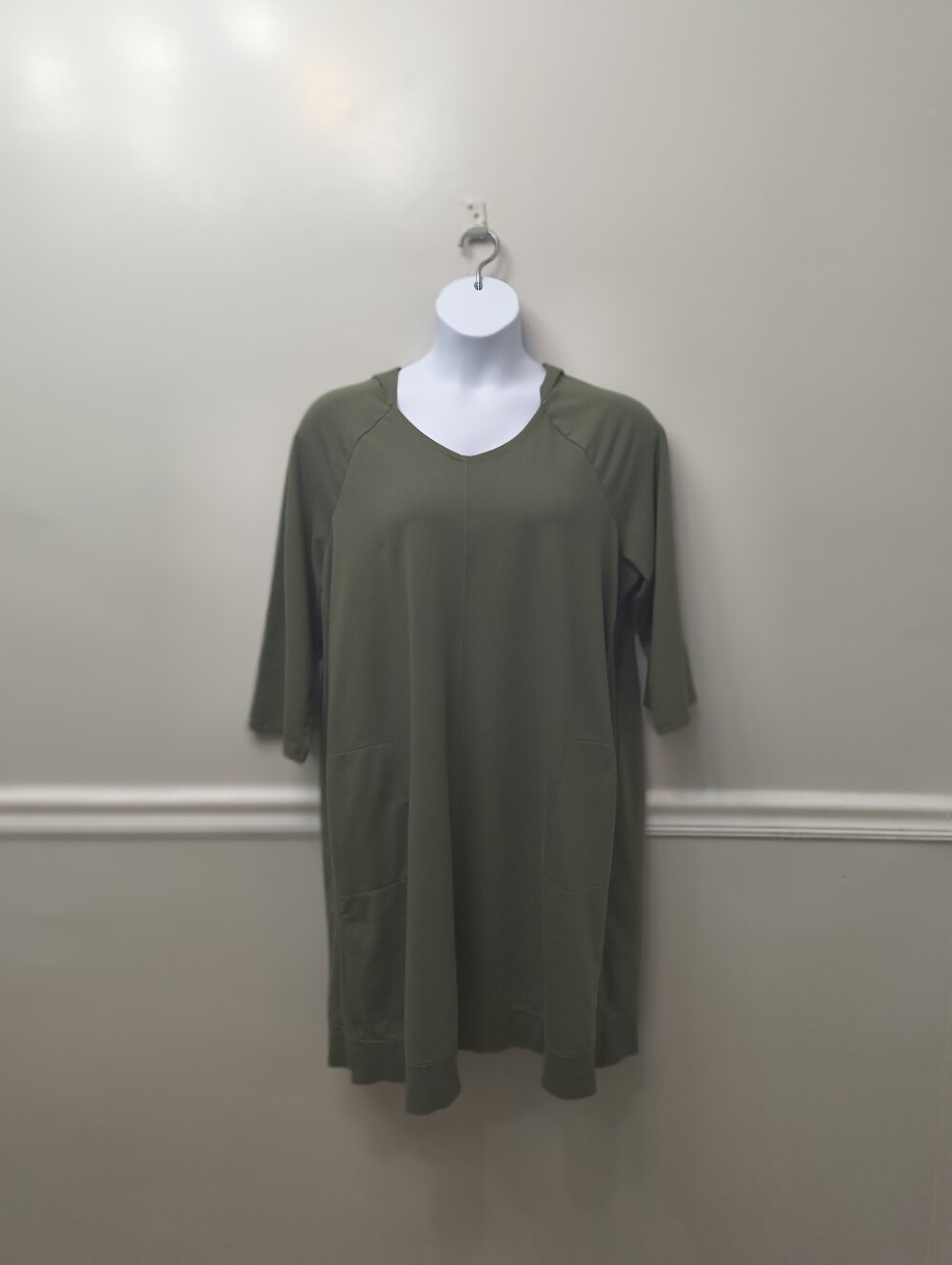 Olive Green V-Neck Men's Shirt
